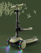 KINDERKRAFT Trotineta pentru copii Halley 2 Grassland Green reglabila pliabila roti Led luminoase cu scaunel