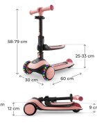 KINDERKRAFT Trotineta pentru copii Halley 2 Rose Pink reglabila pliabila roti Led luminoase cu scaunel