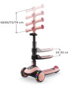 KINDERKRAFT Trotineta pentru copii Halley 2 Rose Pink reglabila pliabila roti Led luminoase cu scaunel