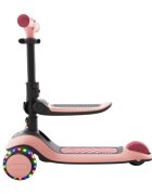 KINDERKRAFT Trotineta pentru copii Halley 2 Rose Pink reglabila pliabila roti Led luminoase cu scaunel