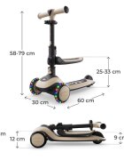 KINDERKRAFT Trotineta pentru copii Halley 2 Stone White reglabila pliabila roti Led luminoase cu scaunel