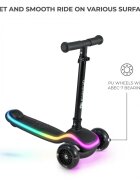 KINDERKRAFT Trotineta pentru copii Raket Black pliabila platforma si roti LED ghidon reglabil greutate admisa 50 kg