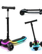 KINDERKRAFT Trotineta pentru copii Raket Black pliabila platforma si roti LED ghidon reglabil greutate admisa 50 kg