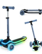 KINDERKRAFT Trotineta pentru copii Raket Blue pliabila platforma si roti LED ghidon reglabil greutate admisa 50 kg