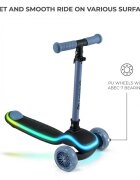 KINDERKRAFT Trotineta pentru copii Raket Blue pliabila platforma si roti LED ghidon reglabil greutate admisa 50 kg