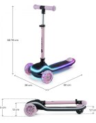 KINDERKRAFT Trotineta pentru copii Raket Pink pliabila platforma si roti LED ghidon reglabil greutate admisa 50 kg