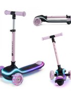 KINDERKRAFT Trotineta pentru copii Raket Pink pliabila platforma si roti LED ghidon reglabil greutate admisa 50 kg