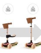 KINDERKRAFT Trotineta pentru copii Raket Up Beige pliabila reglabila cu lumini Led si scaunel
