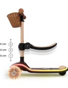 KINDERKRAFT Trotineta pentru copii Raket Up Beige pliabila reglabila cu lumini Led si scaunel
