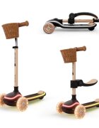 KINDERKRAFT Trotineta pentru copii Raket Up Beige pliabila reglabila cu lumini Led si scaunel