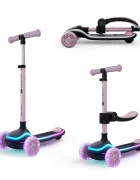 KINDERKRAFT Trotineta pentru copii Raket Up Pink pliabila reglabila cu lumini Led si scaunel