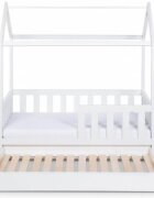 Klups Pat tineret casuta Liv alb 160x80 cu sertar