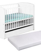Klups Patut cu sertar Karolina II Alb + Saltea 10
