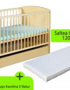 Klups Patut cu sertar Karolina II Natur + Saltea 10