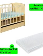 Klups Patut Cu Sertar Karolina II Natur + Saltea 12