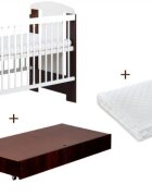 Klups Patut cu sertar Little Giraffe Wenge + Saltea 8 Confort II