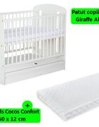 Klups Patut cu sertar Safari Giraffe alb + saltea 12