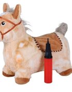 KNORR TOYS Calut gonflabil din plus pentru sarit Beige include pompa de aer husa moale detasabila din material textil 63x26x52 cm pana la 50 kg 12 luni+