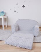KNORR TOYS Canapea extensibila pentru copii Cosy Geo Grey matlasata umplutura din spuma moale husa bumbac 100 detasabila si lavabila 77 x 34 x 42 cm 9 luni+