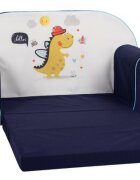 KNORR TOYS Canapea extensibila pentru copii Lovely Dinos umplutura din spuma moale husa bumbac 100 detasabila si lavabila 77 x 34 x 42 cm 9 luni+
