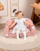 KNORR TOYS Canapea extensibila pentru copii Unicorn Roz umplutura din spuma moale husa bumbac 100 detasabila si lavabila 77 x 34 x 42 cm 9 luni+