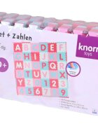 KNORR TOYS Covoras puzzle colorat Cifre si Litere Pink Rosa 110 piese 180x180 cm din spuma moale Eva izolator si antiderapant 0 luni+