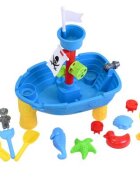 KNORR TOYS Masuta pliabila Vapor de joaca cu nisip si apa pentru copii include lopatica multiple forme pentru nisip 2 cadite pentru apa 51x315x5