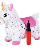 KNORR TOYS Unicorn gonflabil din plus pentru sarit Pink include pompa de aer husa moale detasabila din material textil 63x26x52 cm pana la 50 kg 12 luni