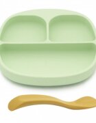 Kooleco Set de masa silicon Sage farfurie compartimentata cu ventuza si lingurita