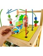 Kruzzel Antepremergator din lemn si Cub educativ 2-in-1 pentru copii cu multiple activitati educative cu abac labirint ceas