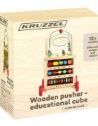 Kruzzel Antepremergator din lemn si Cub educativ 2-in-1 pentru copii cu multiple activitati educative cu abac labirint ceas