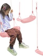 Kruzzel Leagan pentru copii constructie robusta cu franghii puternice lungime reglabila 105-175cm asamblare rapida sarcina maxima 50 kg Light Pink