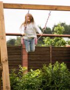 Kruzzel Leagan pentru copii constructie robusta cu franghii puternice lungime reglabila 105-175cm asamblare rapida sarcina maxima 50 kg Light Pink