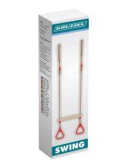 Kruzzel Leagan pentru copii model 2 in 1 include trapez de gimnastica si bara acrobatica din lemn inaltime reglabila max 100 kg