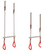 Kruzzel Leagan pentru copii model 2 in 1 include trapez de gimnastica si bara acrobatica din lemn inaltime reglabila max 100 kg
