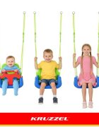 Kruzzel Leagan pentru copii si bebelusi design evolutiv 3-in-1 centura de siguranta reglabila franghii reglabile intre 120 si 150 cm greenblue