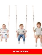 Kruzzel Leagan pentru copii si bebelusi design evolutiv 3-in-1 centura de siguranta reglabila franghii reglabile intre 120 si 150 cm greybeige
