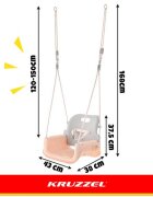 Kruzzel Leagan pentru copii si bebelusi design evolutiv 3-in-1 centura de siguranta reglabila franghii reglabile intre 120 si 150 cm greybeige