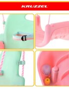 Kruzzel Leagan pentru copii si bebelusi design evolutiv 3-in-1 centura de siguranta reglabila franghii reglabile intre 120 si 150 cm pinkgreen