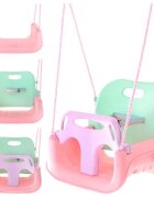 Kruzzel Leagan pentru copii si bebelusi design evolutiv 3-in-1 centura de siguranta reglabila franghii reglabile intre 120 si 150 cm pinkgreen