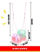 Kruzzel Leagan pentru copii si bebelusi design evolutiv 3-in-1 centura de siguranta reglabila franghii reglabile intre 120 si 150 cm pinkgreen