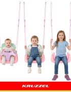 Kruzzel Leagan pentru copii si bebelusi design evolutiv 3-in-1 centura de siguranta reglabila franghii reglabile intre 120 si 150 cm pinkgreen