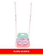 Kruzzel Leagan pentru copii si bebelusi design evolutiv 3-in-1 centura de siguranta reglabila franghii reglabile intre 120 si 150 cm pinkgreen