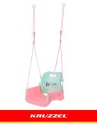 Kruzzel Leagan pentru copii si bebelusi design evolutiv 3-in-1 centura de siguranta reglabila franghii reglabile intre 120 si 150 cm pinkgreen