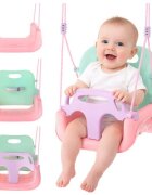 Kruzzel Leagan pentru copii si bebelusi design evolutiv 3-in-1 centura de siguranta reglabila franghii reglabile intre 120 si 150 cm pinkgreen