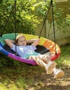 Kruzzel Leagan rotund tip cuib pentru copii cu 2 optiuni de montare cadru robust de 110 cm capacitate 150 kg multicolor
