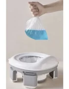 Kruzzel Olita de calatorie pliabila si portabila pentru copii 2 in 1 reductor toaleta recipient silicon picioruse antiderapante include 100 pungi si husa transport