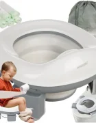Kruzzel Olita de calatorie pliabila si portabila pentru copii 2 in 1 reductor toaleta recipient silicon picioruse antiderapante include 100 pungi si husa transport