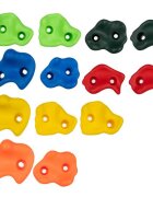 Kruzzel Set complet de alpinism pentru copii cu 13 pietre multicolore 2 manere si accesorii de montare incluse sarcina maxima pana la 150 kg per piatra si 100 kg per maner