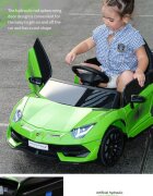 Lamborghini Masinuta electrica pentru copii Aventador cu licenta telecomanda parinti 2.4G motoare 2 x 38w acumulator 12V4Ah muzicaafisaj cu indicator nivel baterie volum reglabilusbmp3povesti in limba engleza eleron